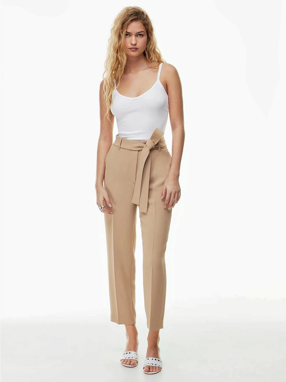 ARITZIA Wilfred Tie-Front Pant Belted Trousers in Brown- size 0